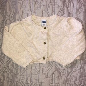 Janie & Jack Cream & Gold Glitter Cardigan